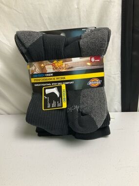 Dickies Men's Crew Performance Work Socks - Black and Gray (6 Pack)
